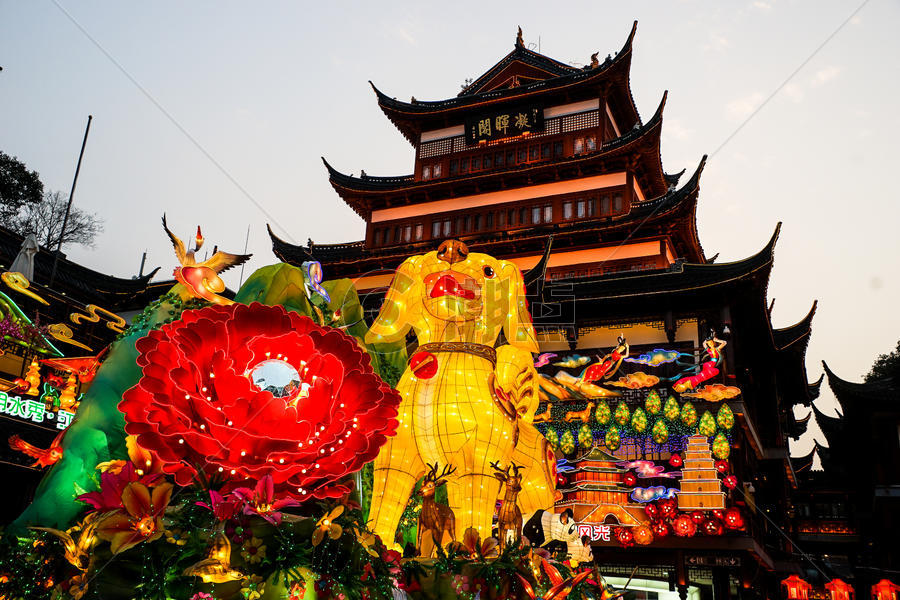 上海城隍庙春节庙会张灯结彩图片素材免费下载