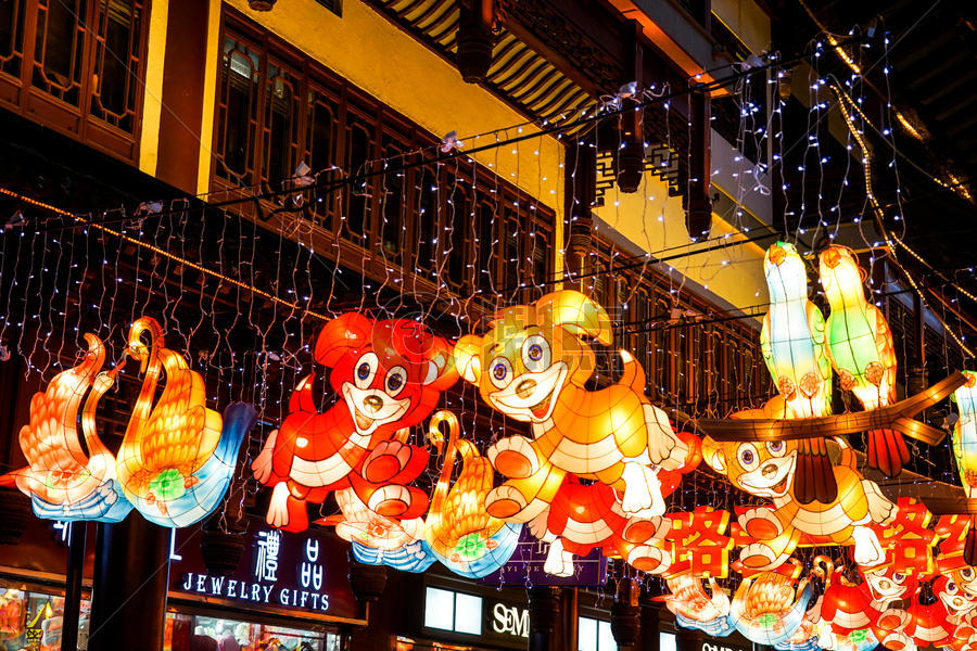 上海城隍庙春节庙会张灯结彩图片素材免费下载