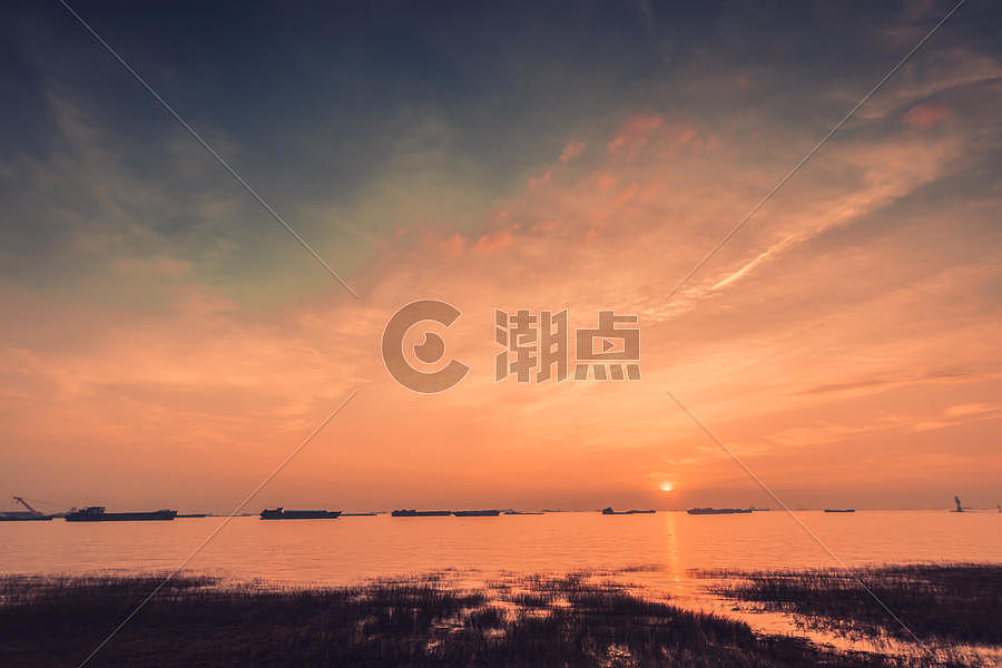 上海吴淞湿地公园日出图片素材免费下载