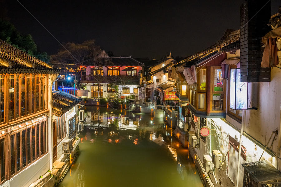 上海朱家角古镇夜景图片素材免费下载