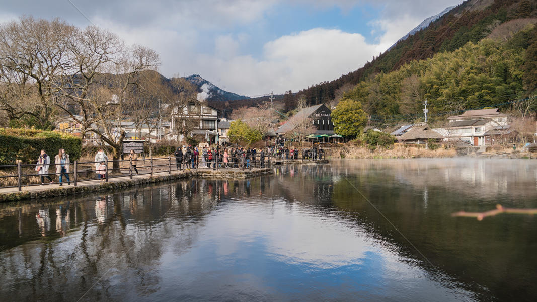 日本大分汤布院金鳞湖图片素材免费下载