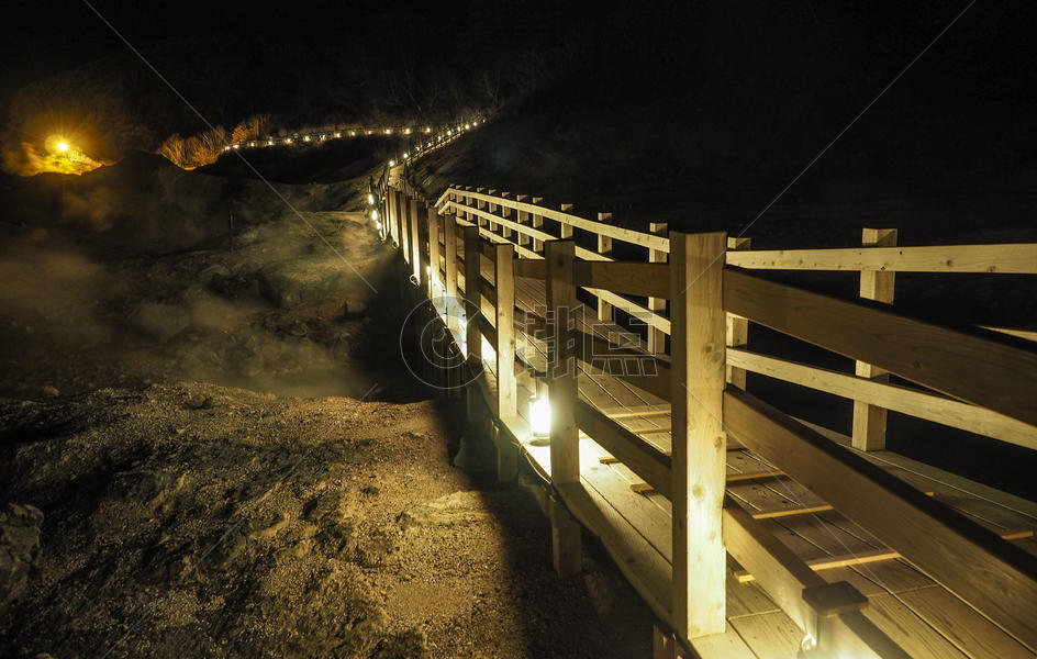 登别地狱谷夜景鬼火之路图片素材免费下载