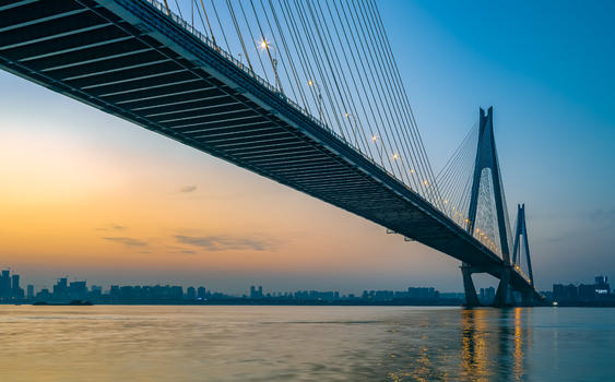 武汉二七长江大桥晚景图图片素材免费下载