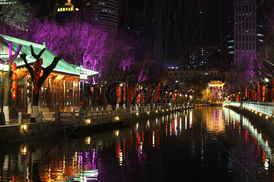 济南护城河夜景图片素材免费下载
