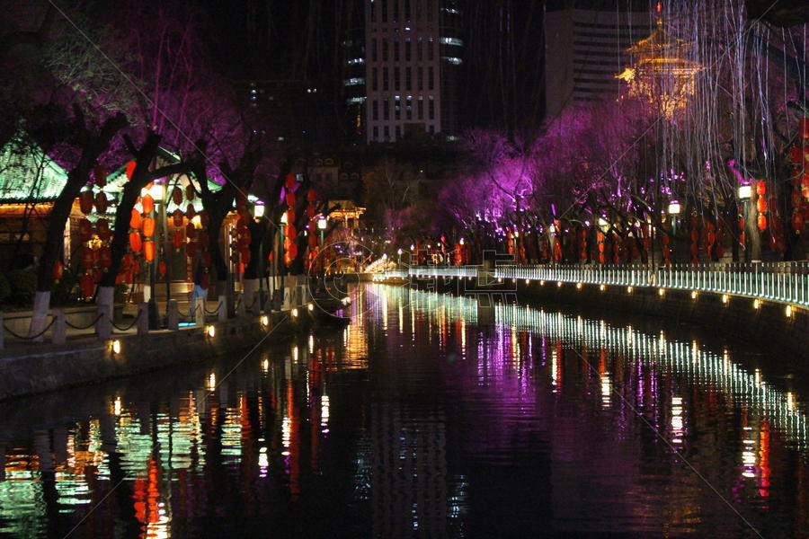 济南护城河夜景图片素材免费下载
