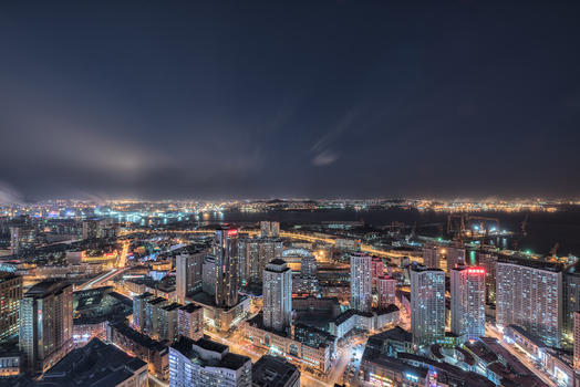 大连东部城市夜景图片素材免费下载