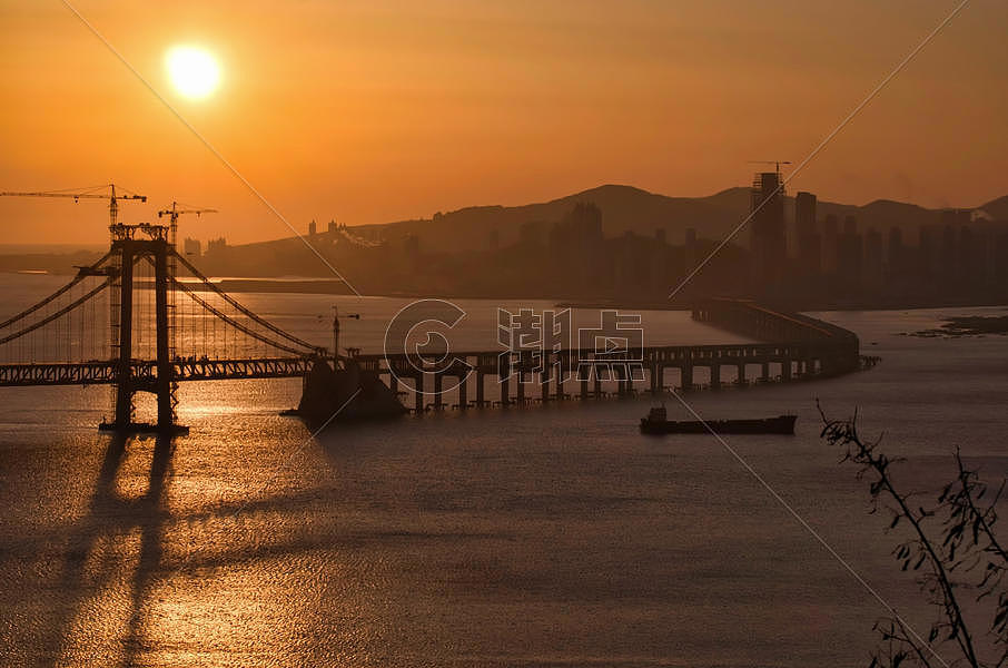 日落跨海大桥图片素材免费下载