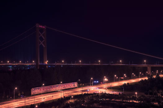 武汉阳逻长江大桥夜景图片素材免费下载