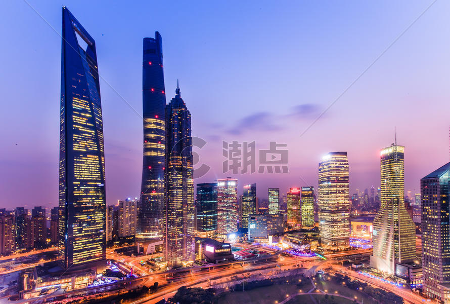 上海浦东陆家嘴夜景风光图片素材免费下载