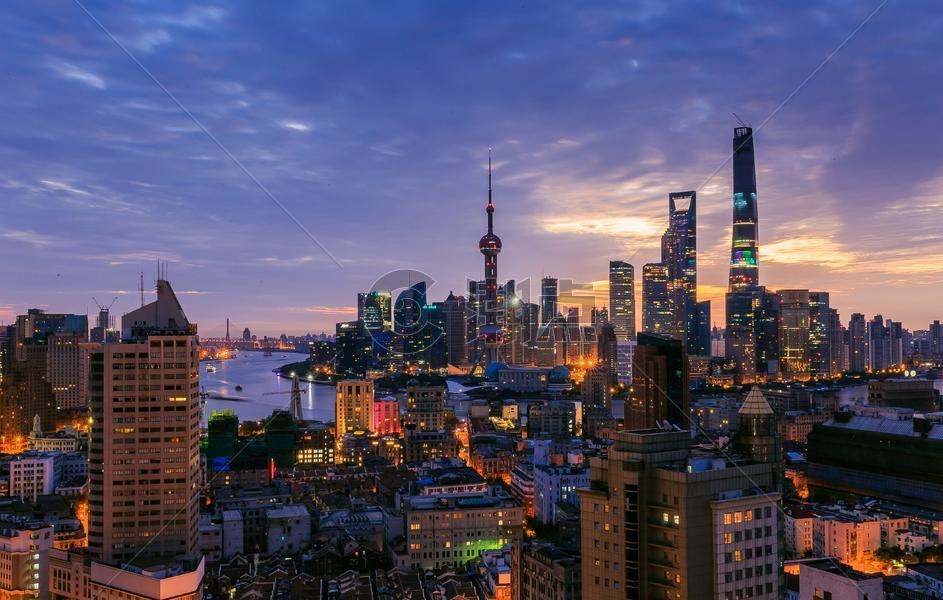上海外滩陆家嘴夜景风光图片素材免费下载