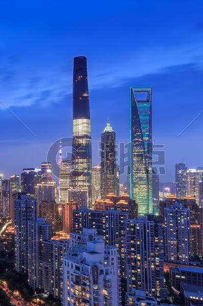 上海著名的地标建筑夜景图片素材免费下载