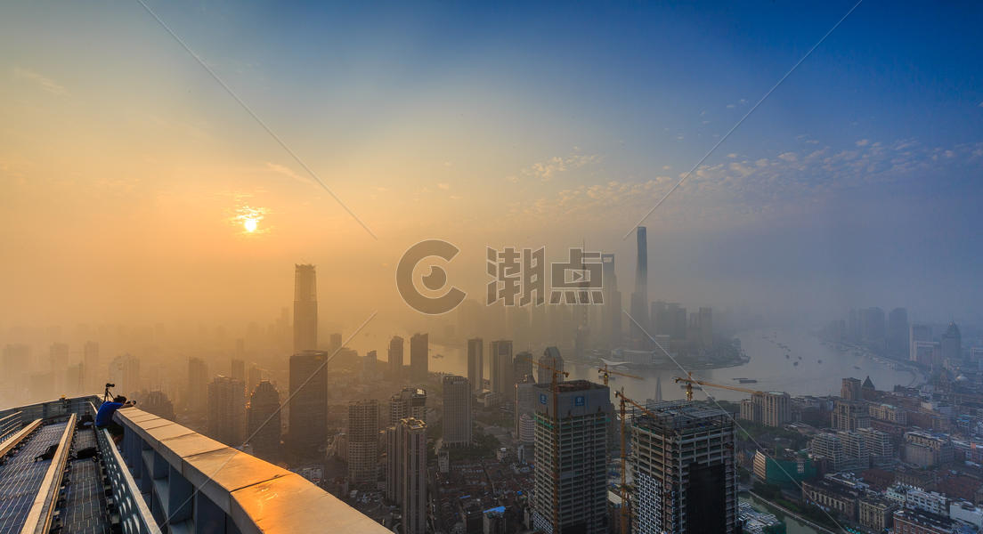 上海城市日出风光图片素材免费下载