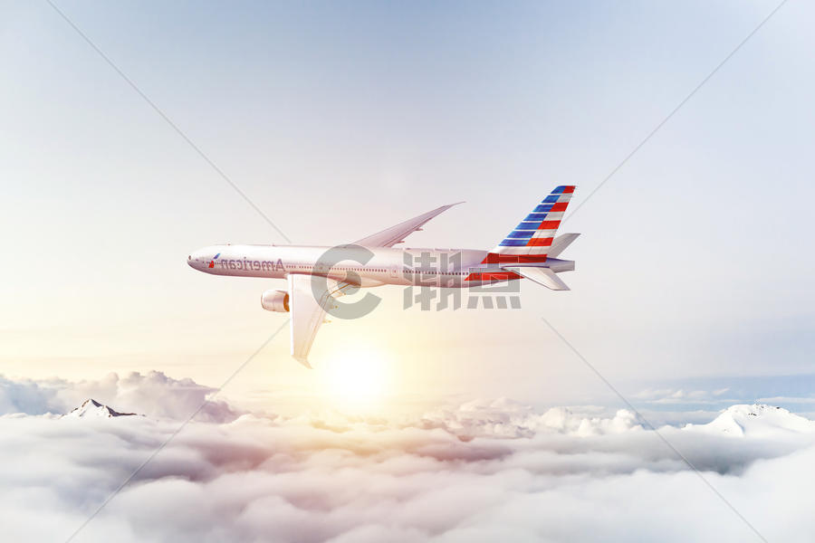 白云上的航空航空图片素材免费下载