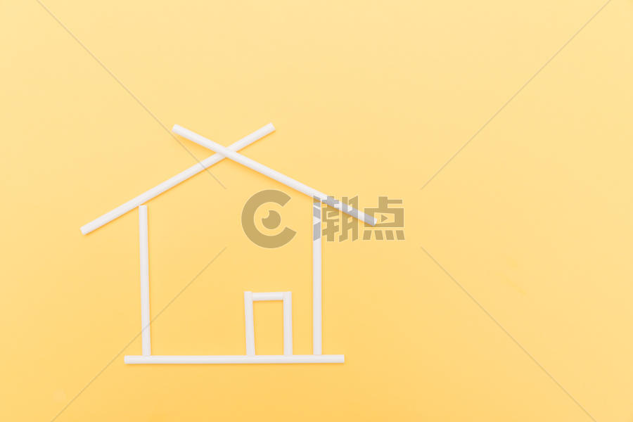 黄色背景上的简易房子图片素材免费下载