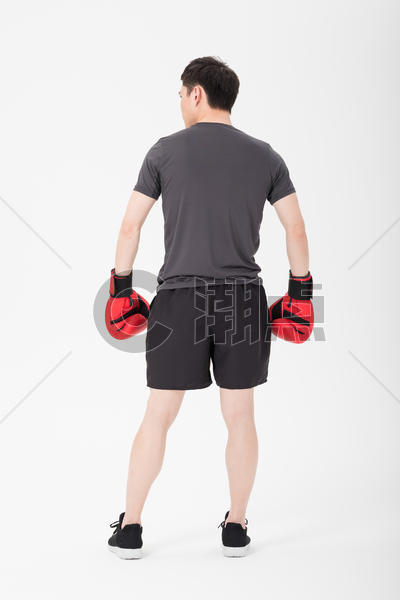 戴着拳击手套力量展示背影图片素材免费下载