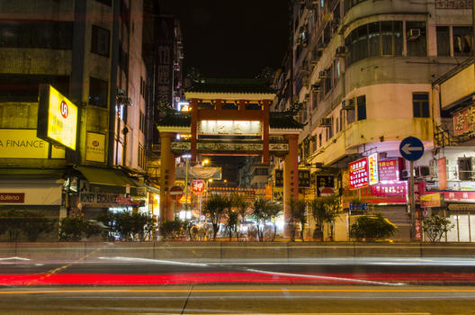 香港老街夜景图片素材免费下载