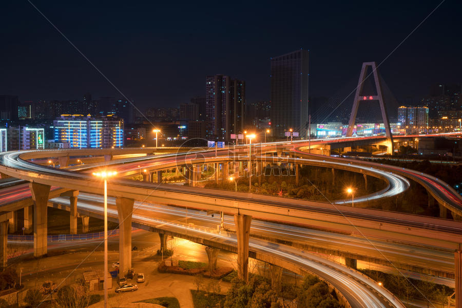 城市高架桥夜景图片素材免费下载