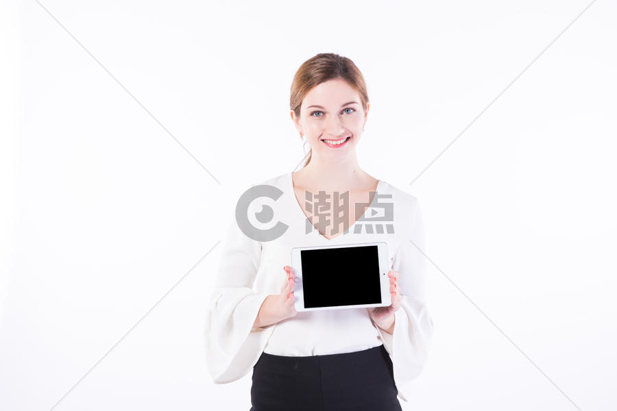 外国女性白领展示平板电脑 图片素材免费下载