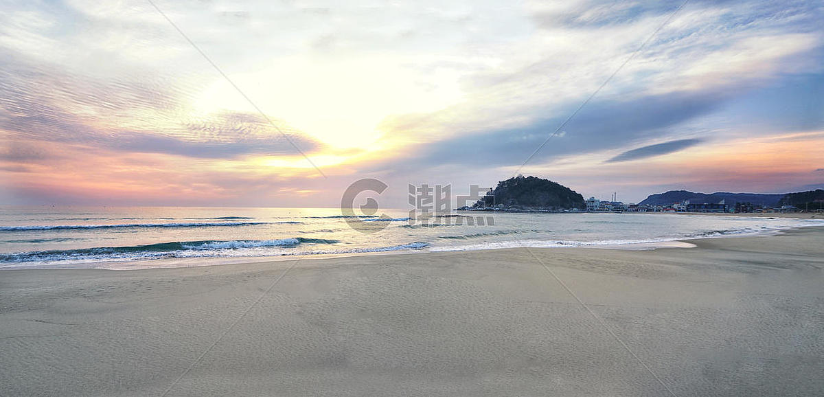 韩国海滨夕阳风光图片素材免费下载