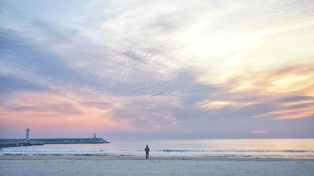 韩国海滨夕阳风光图片素材免费下载