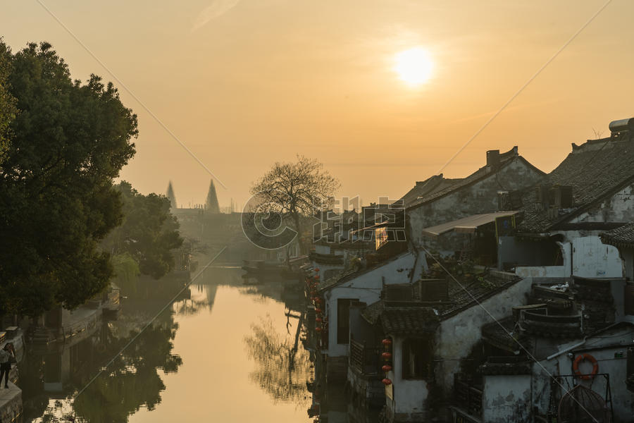 江南水乡早晨的西塘古镇图片素材免费下载
