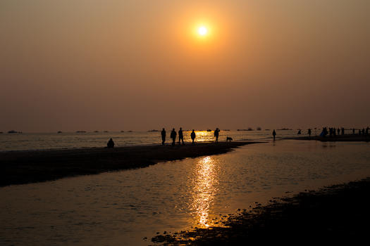 中国广西北海银滩日落景色图片素材免费下载