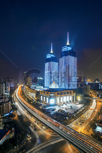 上海环球港夜景风光图片素材免费下载