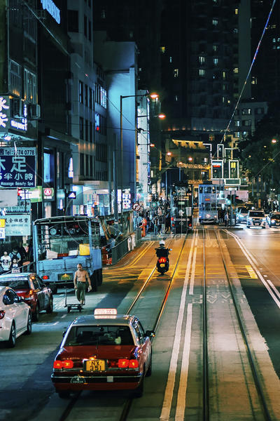 香港夜街道图片素材免费下载
