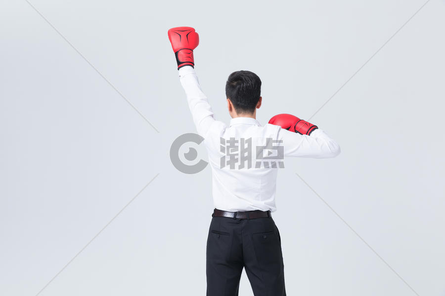 商务男士戴拳击手套背影图片素材免费下载