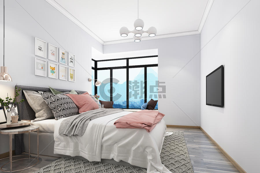 现代卧室空间场景设计图片素材免费下载