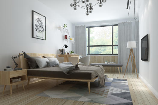 现代卧室空间设计图片素材免费下载