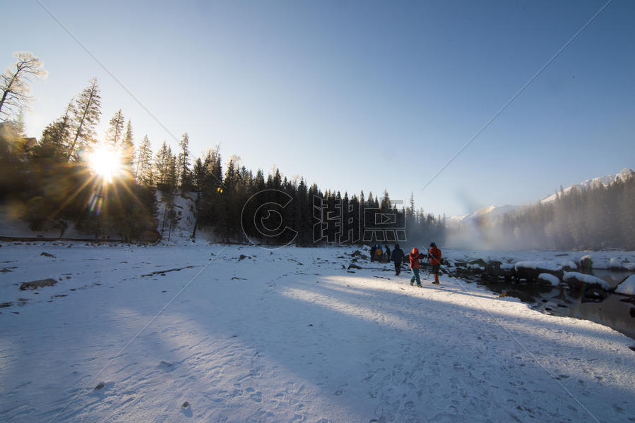 新疆冬季喀纳斯大美雪景图片素材免费下载