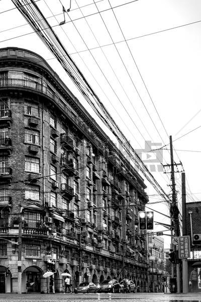 上海城市黑白风光之外滩图片素材免费下载