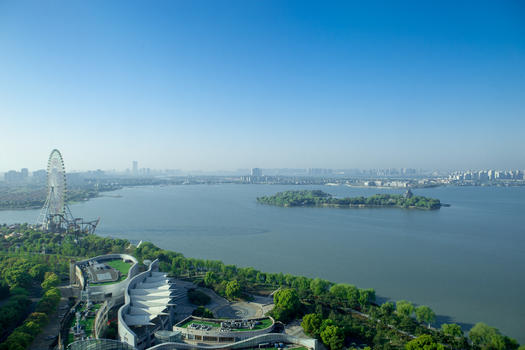 中国苏州金鸡湖全景图片素材免费下载