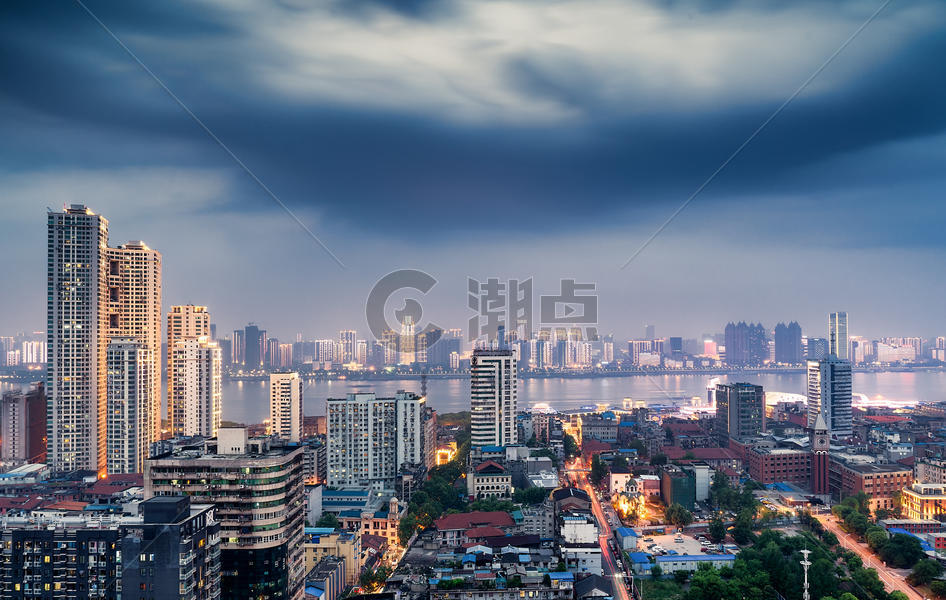 武汉长江两岸夜景风光图片素材免费下载