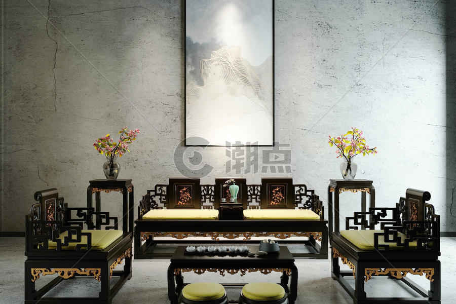 中式客厅空间图片素材免费下载