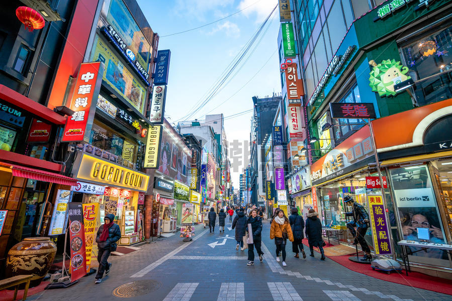 韩国首尔明洞购物街图片素材免费下载
