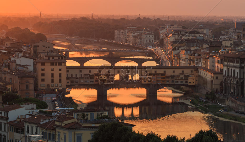 意大利佛罗伦萨美丽的日落夜景图片素材免费下载