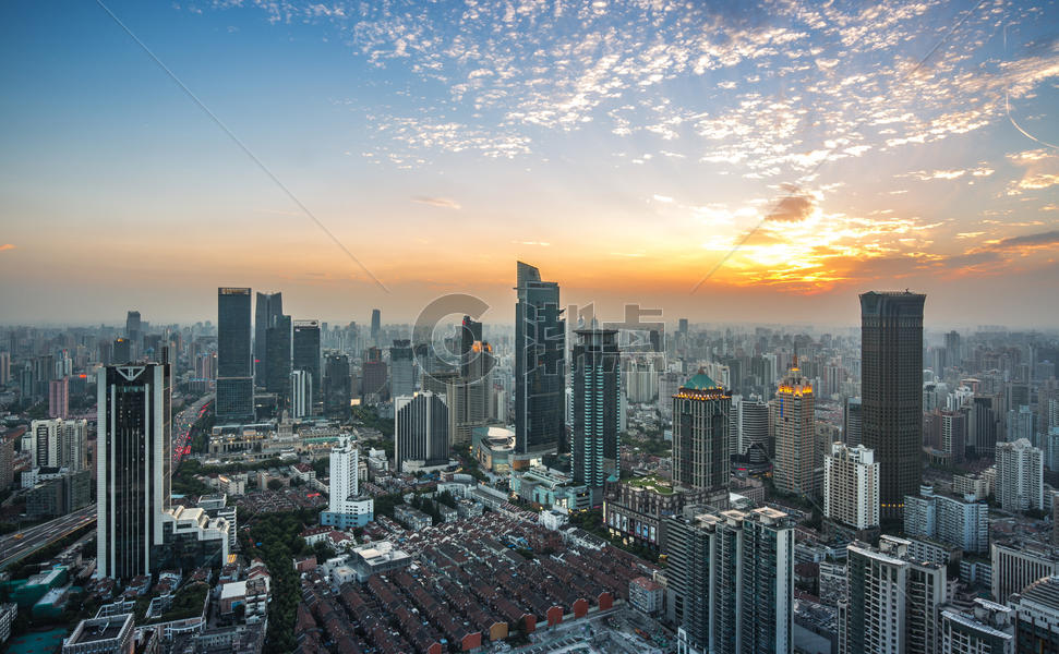 上海城市日落建筑风光图片素材免费下载