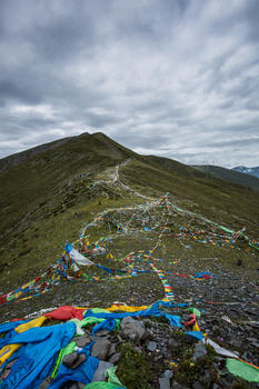 西藏高原上的经幡图片素材免费下载