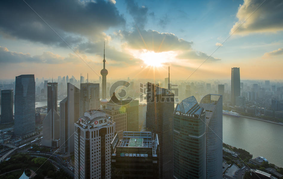 上海城市建筑日落风光图片素材免费下载