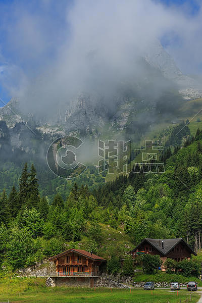 瑞士高山上的乡村田园图片素材免费下载
