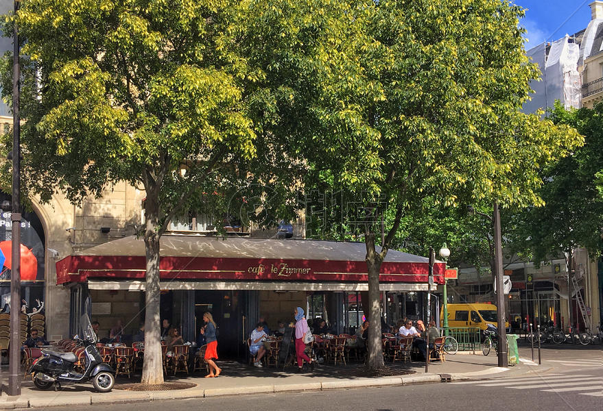 巴黎街头露天咖啡馆图片素材免费下载