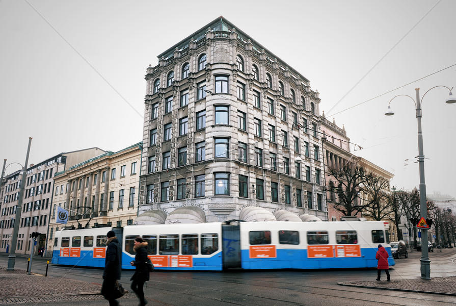 瑞典哥德堡街景有轨电车图片素材免费下载