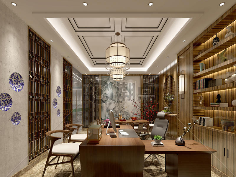 新中式客厅茶馆设计图片素材免费下载