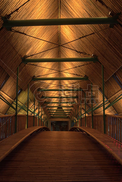夜晚的竹子走廊图片素材免费下载