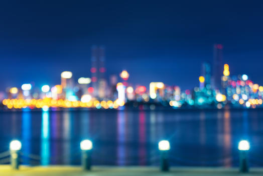 城市港湾夜景虚化图片素材免费下载