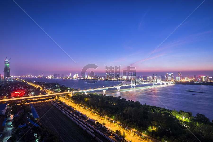 武汉长江二桥夜景图片素材免费下载