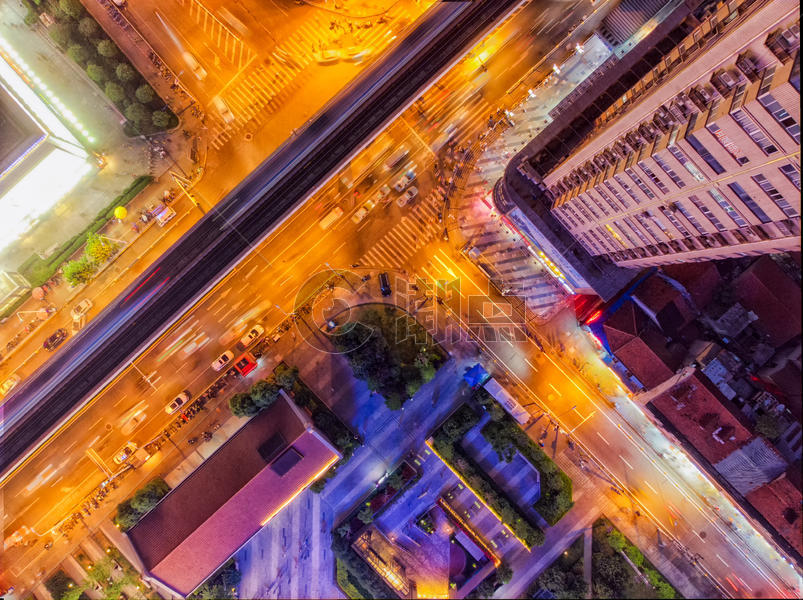 俯瞰城市交通路口图片素材免费下载