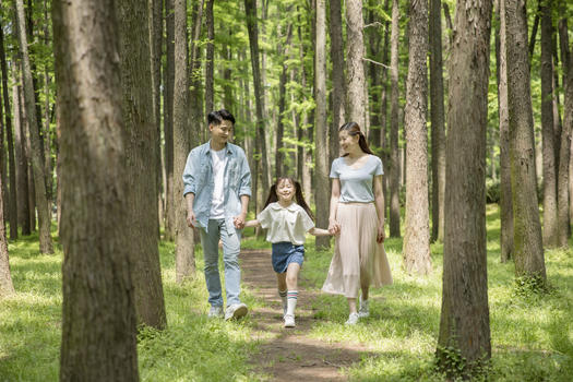 一家人在森林里散步图片素材免费下载